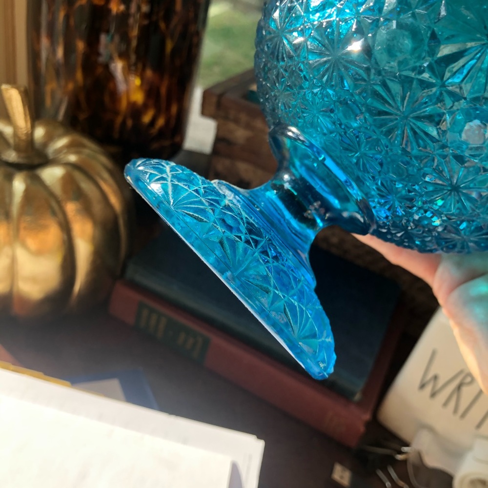 Blue Pedestal Dish - Picture 6 of 6